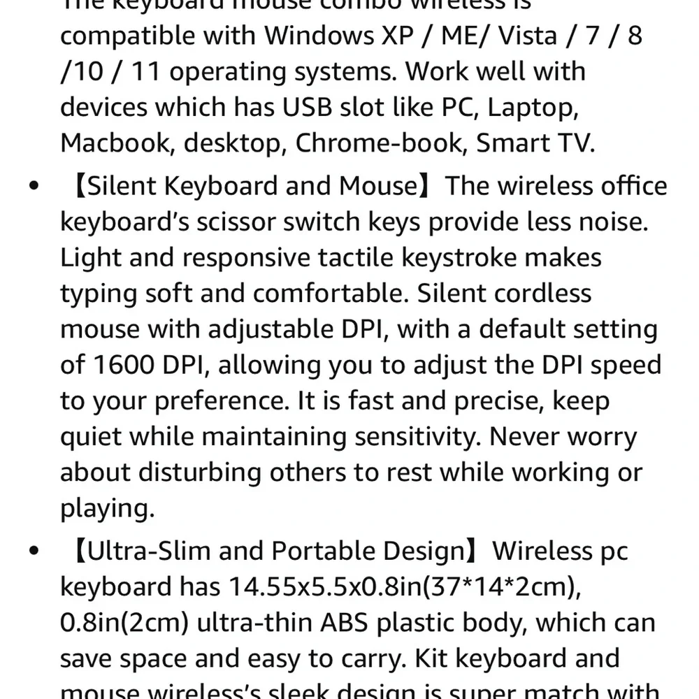 TopMate Wireless Keyboard and Mouse Ultra Slim Combo